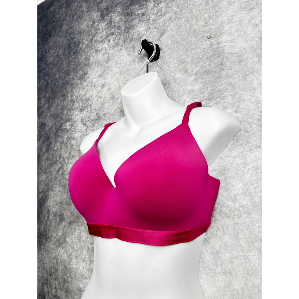 Victoria's Secret T-Shirt Lightly Lined Wireless Hot Pink Bra Size 36DD - Picture 2 of 8